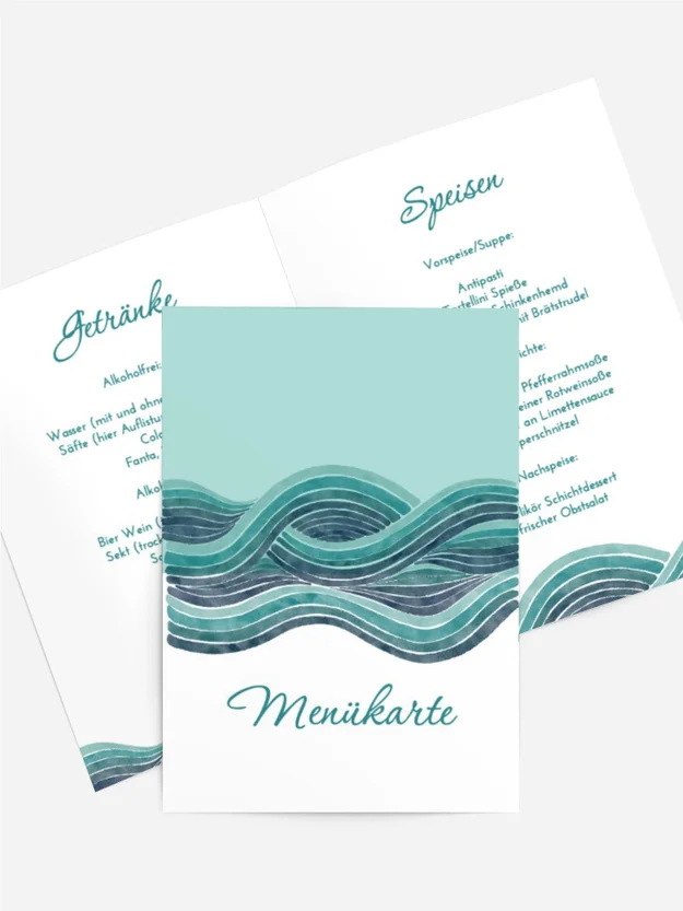 Menükarte Geburtstag Wellen