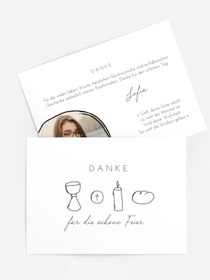 Dankeskarte zur Konfirmation einfache Linien