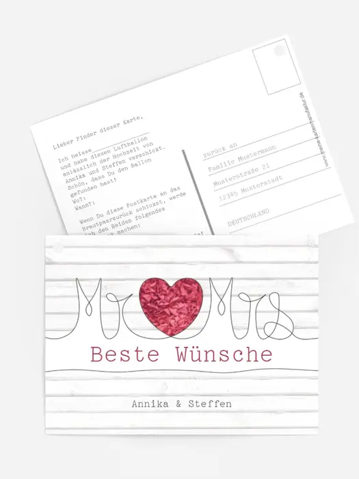 Ballonkarte zur Hochzeit Mr&Mrs Ballonkarte zur Hochzeit Mr&Mrs