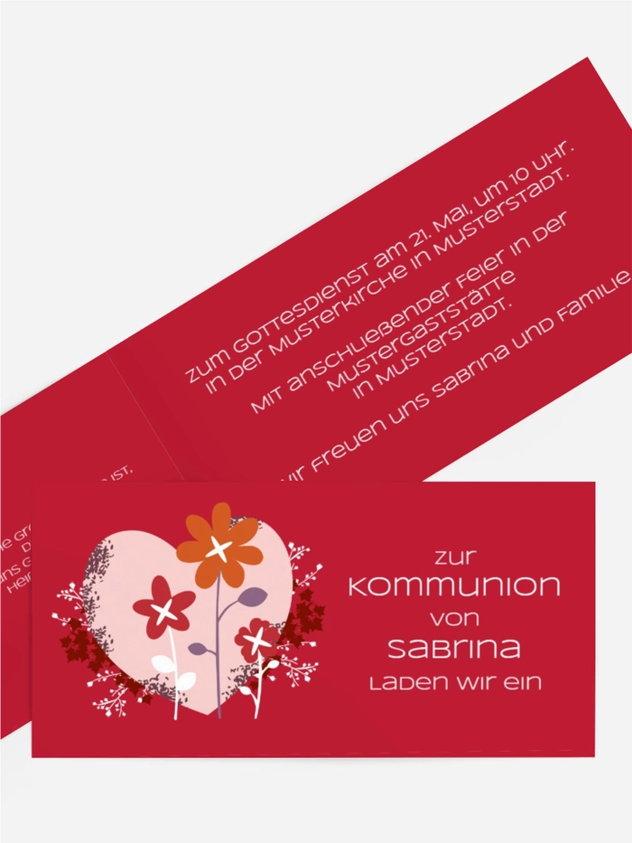 Einladungskarte Kommunion Herz Einladungskarte Kommunion Herz