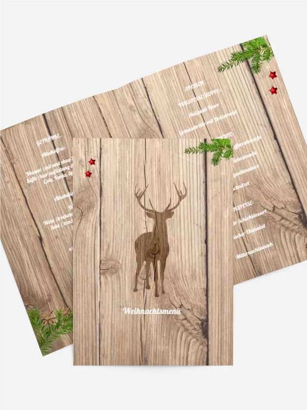 Weihnachts Menükarte Holztisch