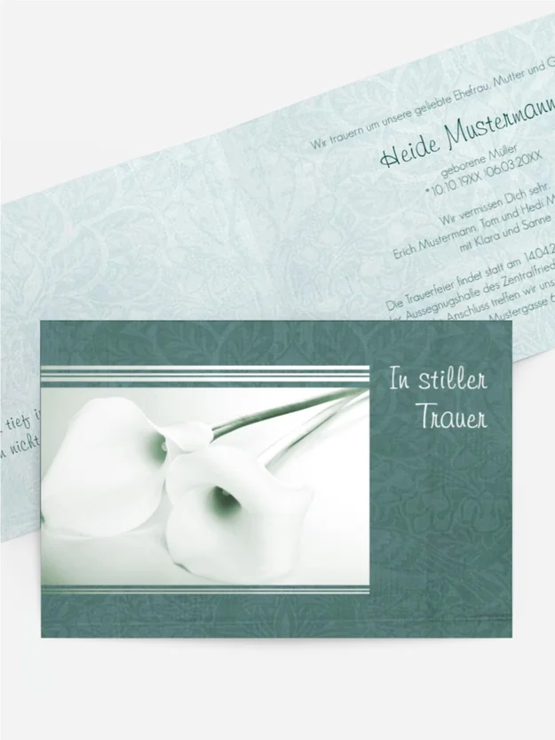 Trauerkarte Calla Lilie quer