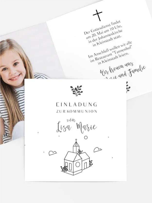 Einladungskarte Kommunion Sonnentag