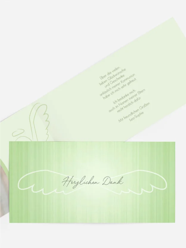 Dankeskarte Kommunion Angel Wings