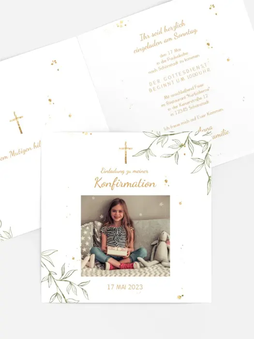 Einladungskarte Konfirmation Tropisch