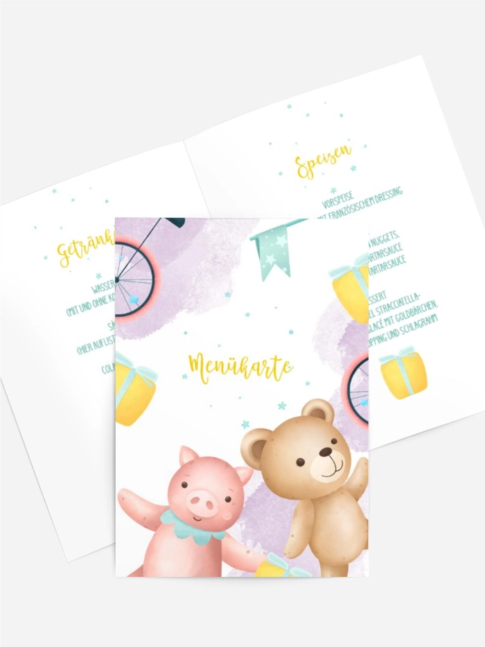 Menükarte Geburtstag Tierische Feier Menükarte Geburtstag Tierische Feier