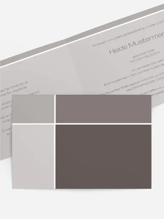 Trauerkarte discreet cross quer