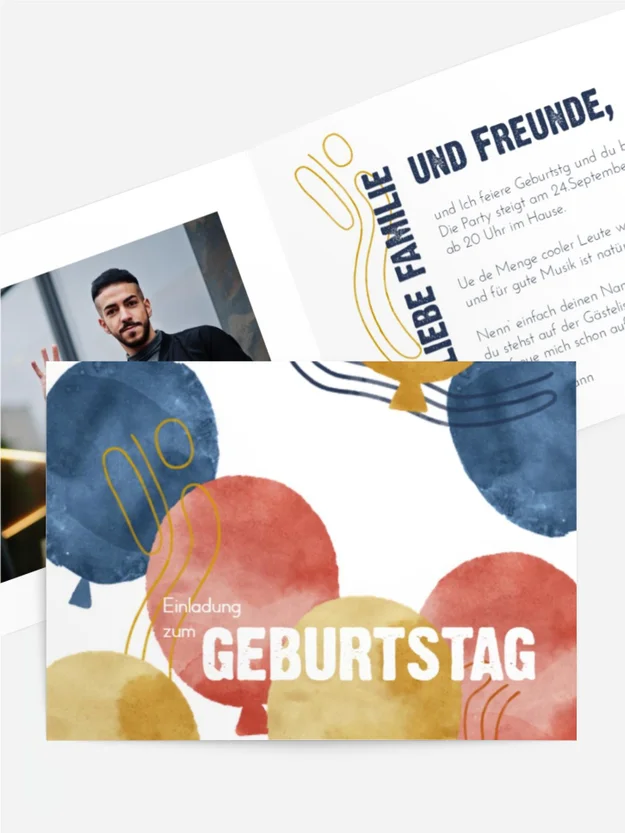 Geburtstagseinladung  Luftballons fliegen