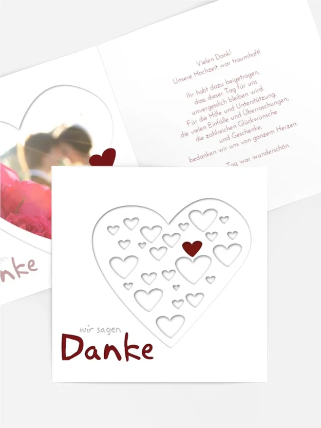 Dankeskarte Hochzeit "Herzform"