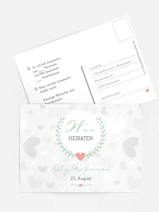 Antwortkarte zur Hochzeit zarte Ranke