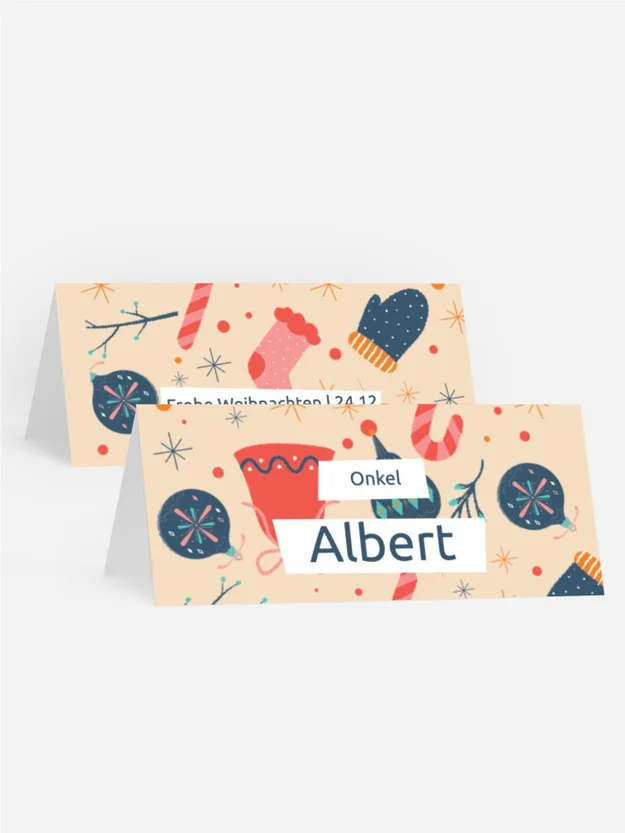 Tischkarte Weihnachten Buntes Spielzeug