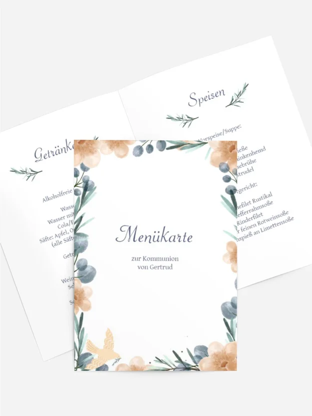 Menükarte Kommunion Frühlingssegen