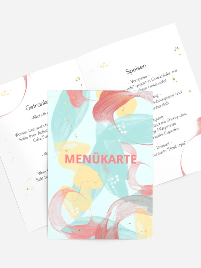 Menükarte Geburtstag Künstlerische Vielfalt
