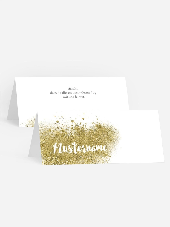 Tischkarte zur Hochzeit Gold