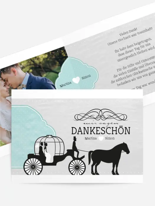 Dankeskarte Hochzeit "Kutsche"