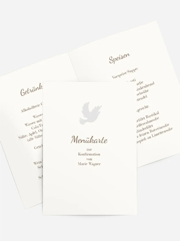 Menükarte Konfirmation Feder