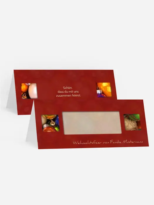 Weihnachten Tischkarte Christbaumkugeln