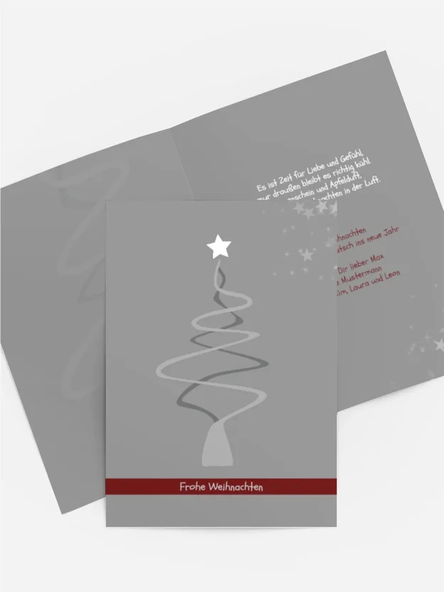 Weihnachtsgrußkarte Privat Schnörkelbaum