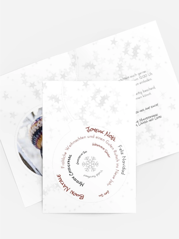 Weihnachtseinladung Privat Schriftkugel