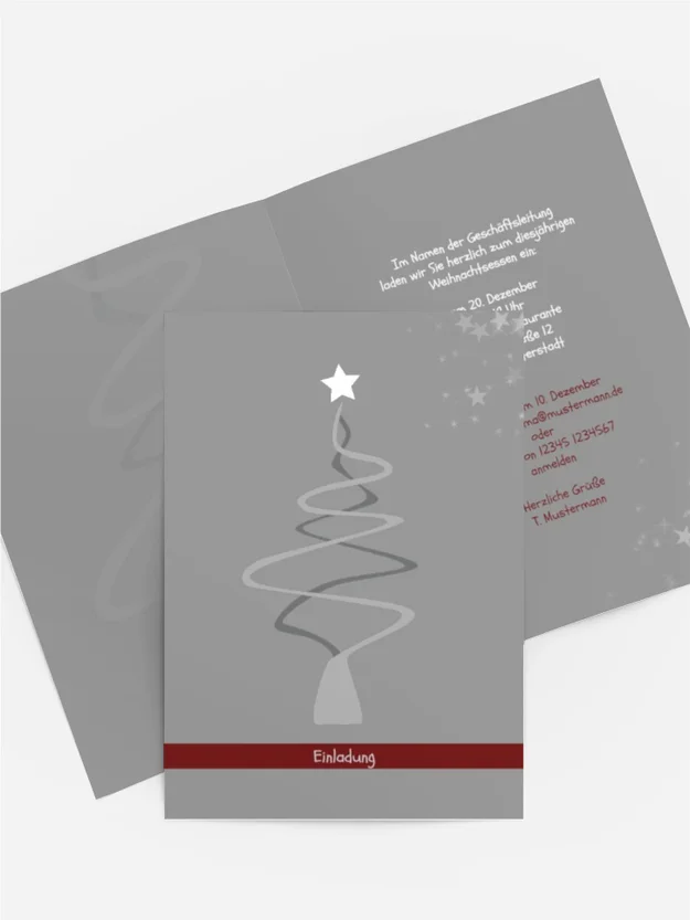 Weihnachtseinladung Geschäft Schnörkelbaum Weihnachtseinladung Geschäft Schnörkelbaum