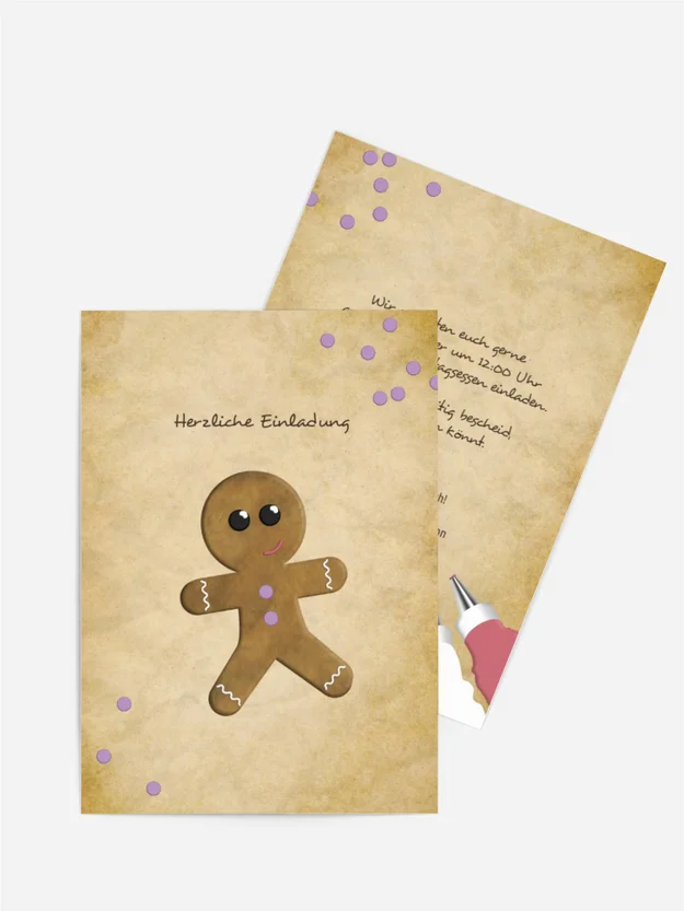 Weihnachtseinladung Lebkuchenmännchen