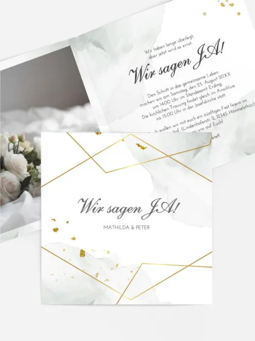 Hochzeitseinladung Goldstücke