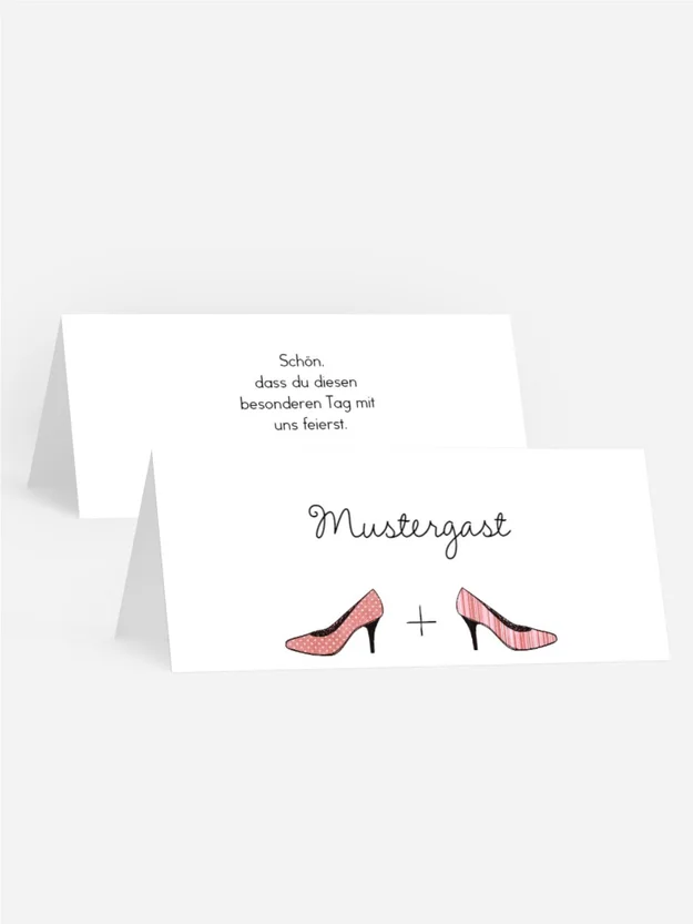 Tischkarte zur Hochzeit High Heels