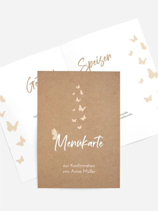 Menükarte Konfirmation Magische Schmetterlinge