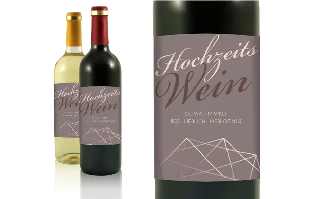 Hochzeit Flaschenetiketten Geometrie in Gold