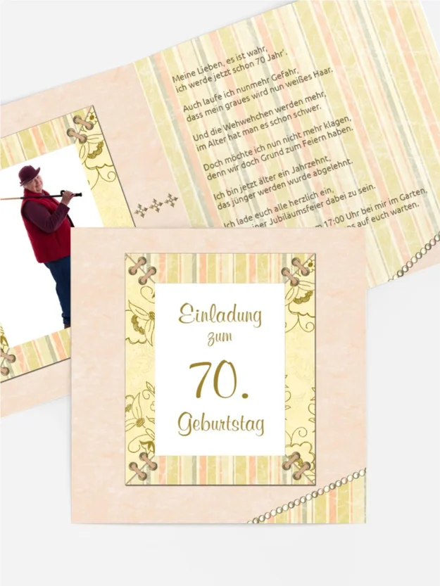 Geburtstagseinladungskarte Nostalgie 70 Foto