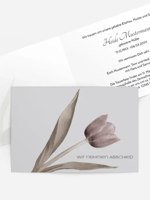 Trauerkarte Tulpe quer
