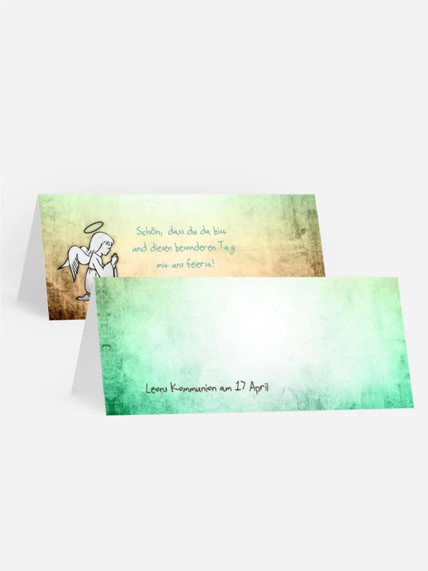 Tischkarte Kommunion grunge Engel Tischkarte Kommunion grunge Engel