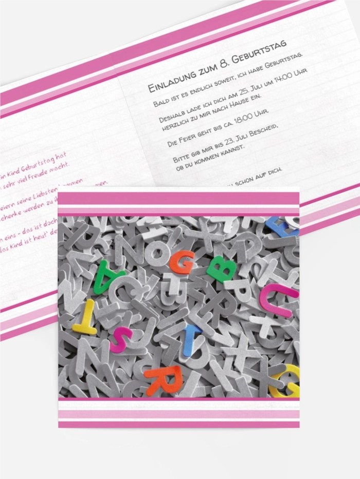 Geburtstagseinladung Kinder Buchstabensalat Geburtstagseinladung Kinder Buchstabensalat