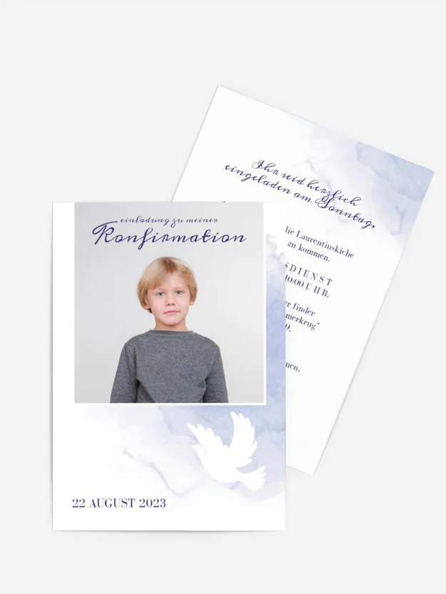 Einladungskarte Konfirmation Taubenvögel