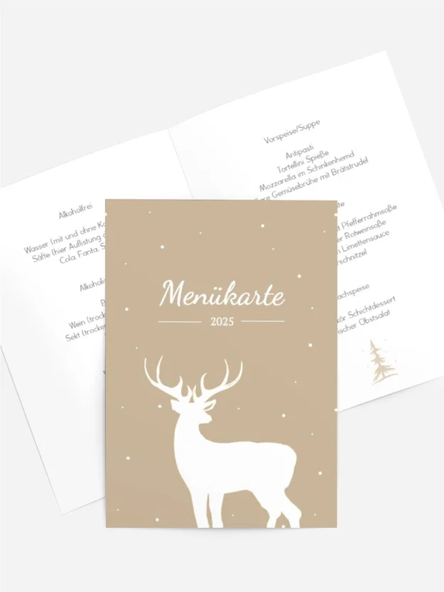 Menükarte Weihnachten Waldgeschichte