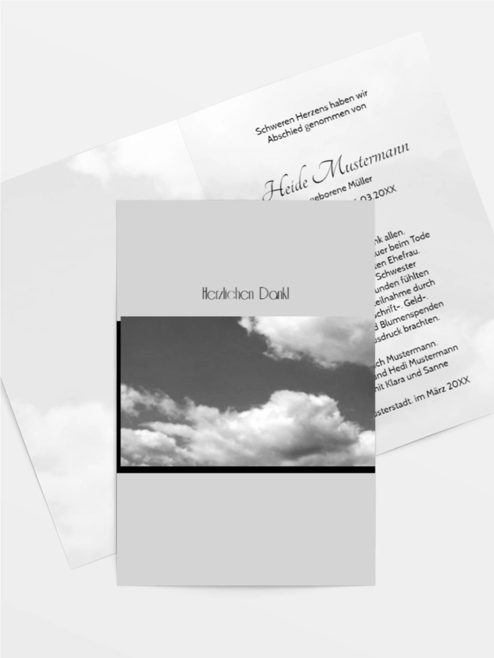 Trauerdanksagung Wolkenhimmel 2 hoch Trauerdanksagung Wolkenhimmel 2 hoch