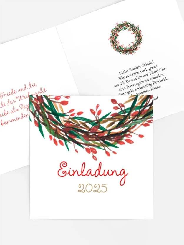 Weihnachtseinladung Weihnachtskranz