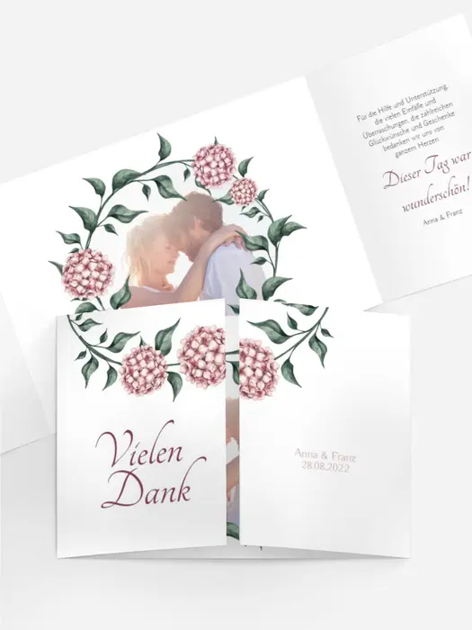 Dankeskarte Hochzeit Hortensie