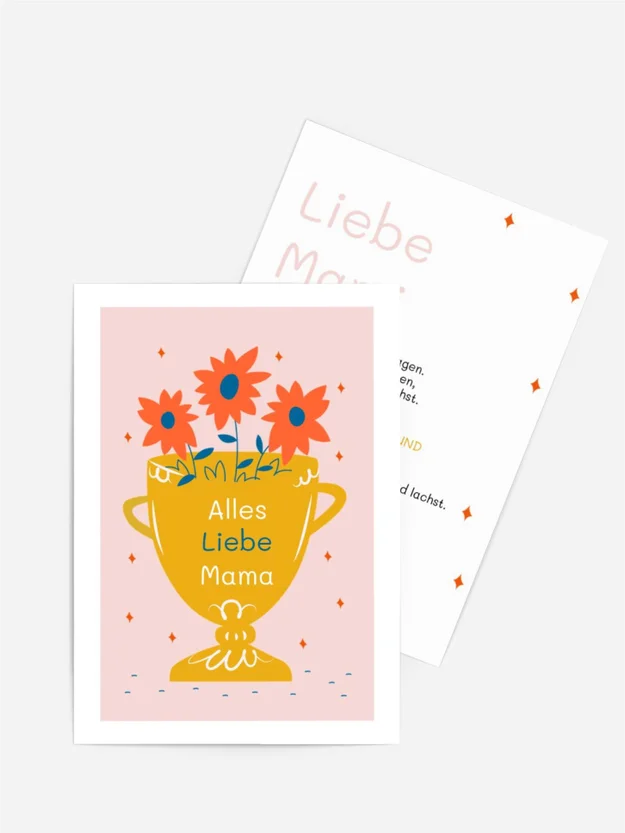 Grußkarte zum Muttertag Schale mit Blumen