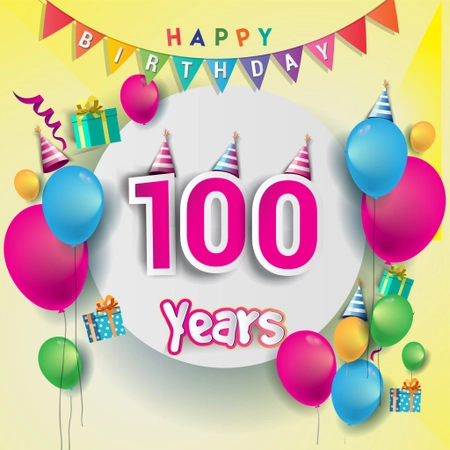 Einladungskarten zum 100. Geburtstag auf Untergrund in weiß