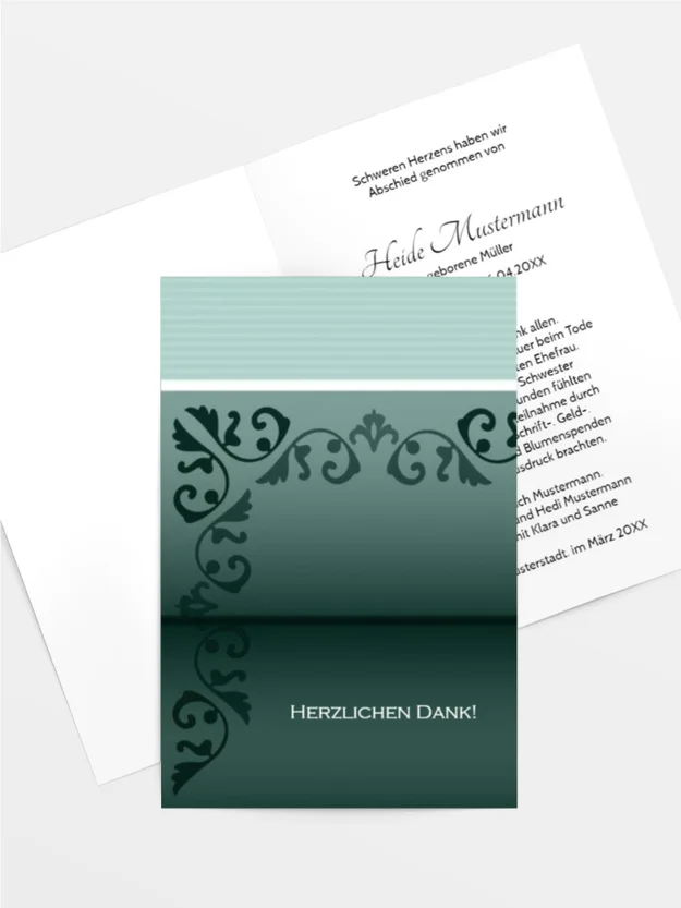 Trauerdanksagung Briefpapier hoch Trauerdanksagung Briefpapier hoch