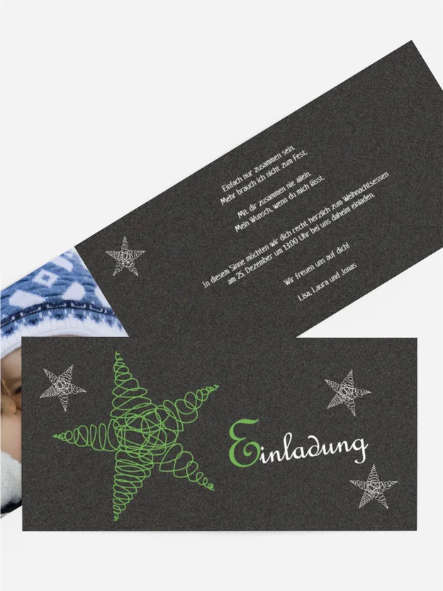 Weihnachten Einladung Privat Curly Star