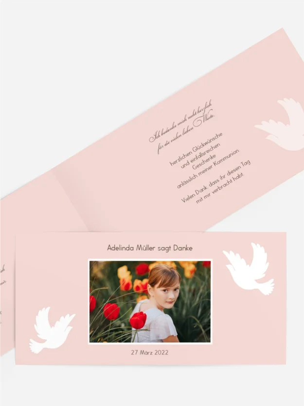 Dankeskarte Kommunion Hoffnungstaube