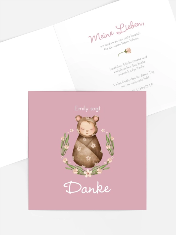Dankeskarte Taufe Kleine Puppe Dankeskarte Taufe Kleine Puppe