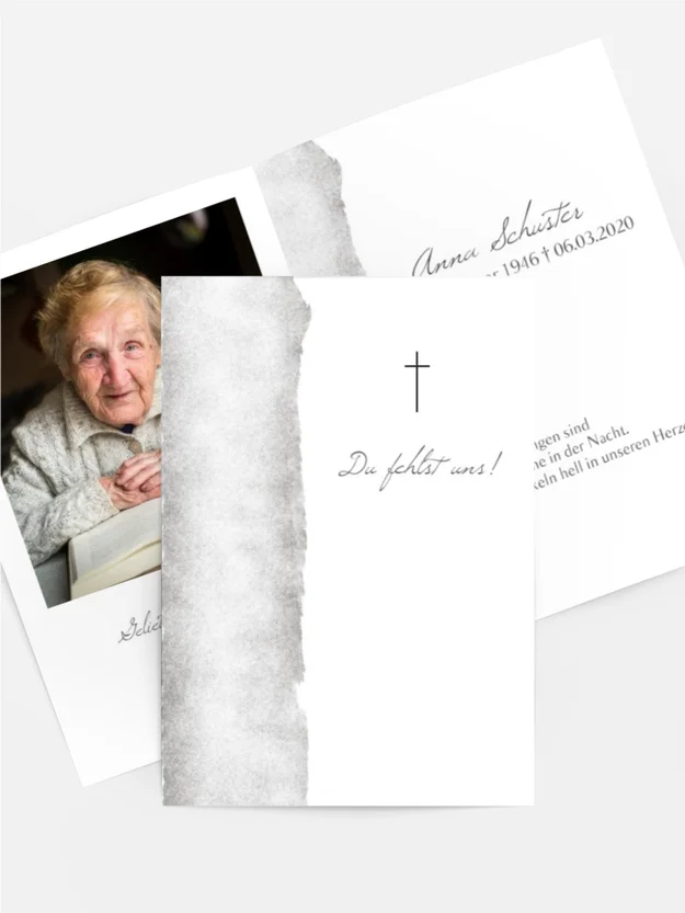 Sterbebildkarte Geradlinig
