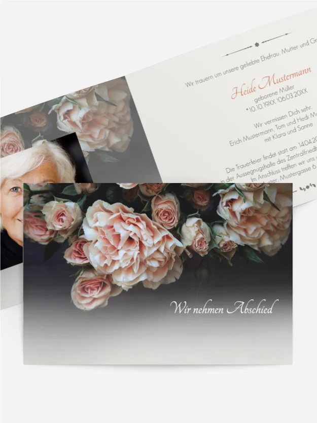 Trauerkarte Trauer Rosen quer Trauerkarte Trauer Rosen quer