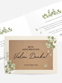 Dankeskarte Konfirmation Umgeben von Blättern