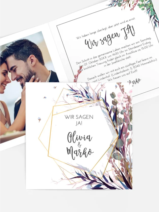 Hochzeitseinladung Glaskasten