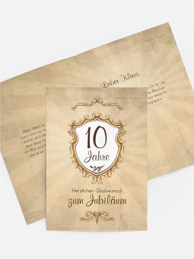 Karte zum Jubiläum Retro Wappen
