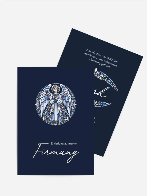 Einladungskarte Firmung Engel durch Glas